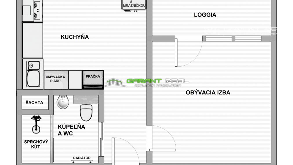 GARANT REAL - prenájom luxusný, zariadený 1-izbový byt s loggiou, Prešov, Sídlisko III, Mukačevská ul.