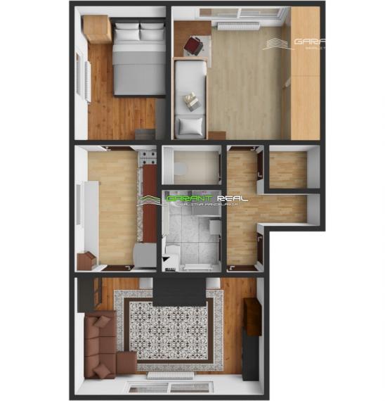 GARANT REAL predaj 3-izbový tehlový byt 50 m2, so samostatným kúrením, so záhradkou a garážou, Veľký Šariš, Matice slovenskej