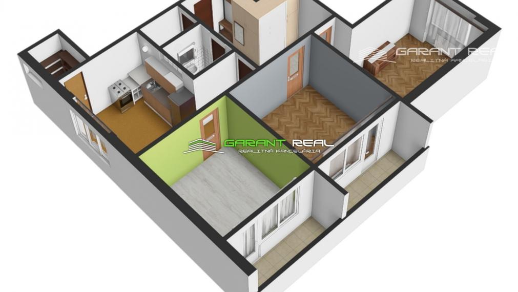 GARANT REAL - predaj 3-izbový tehlový byt 90 m2 s 2 loggiami, Prešov, Sídlisko II, Nábrežná ul.